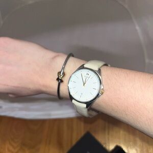 MVMT Women's Silver and Cream Watch with matching bracelet